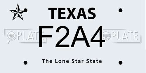 F2A4 Texas License Plate