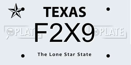 F2X9 Texas License Plate