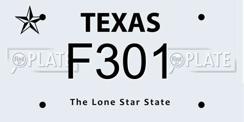 F301 Texas License Plate