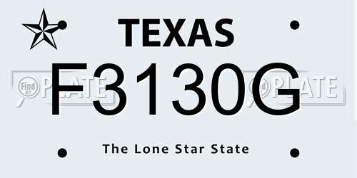 F3130G Texas License Plate