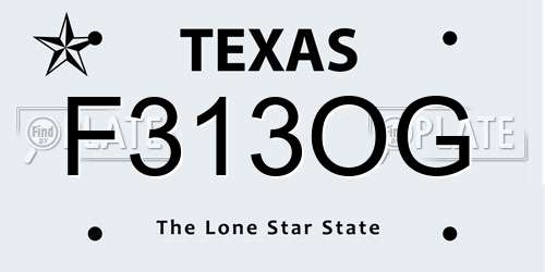 F313OG Texas License Plate