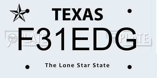 F31EDG Texas License Plate
