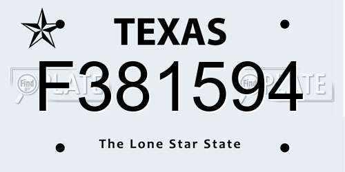 F381594 Texas License Plate