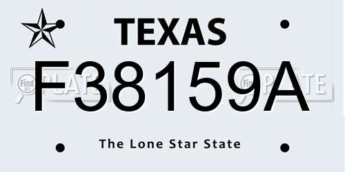 F38159A Texas License Plate