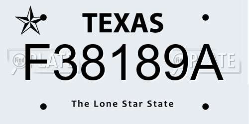 F38189A Texas License Plate