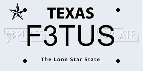 F3TUS Texas License Plate