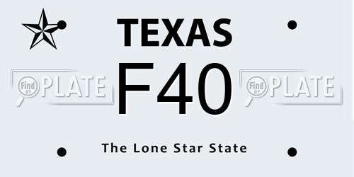 F40 Texas License Plate