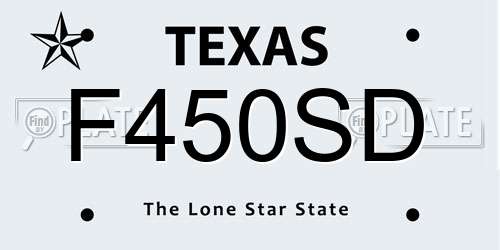 F450SD Texas License Plate