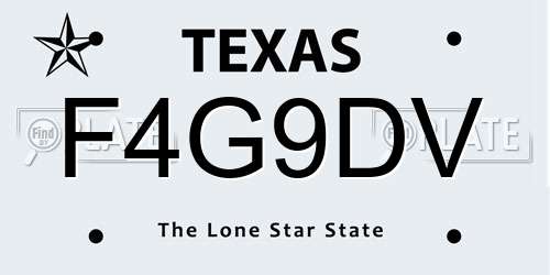 F4G9DV Texas License Plate