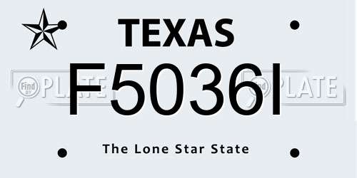 F5036I Texas License Plate