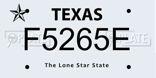 F5265E Texas License Plate
