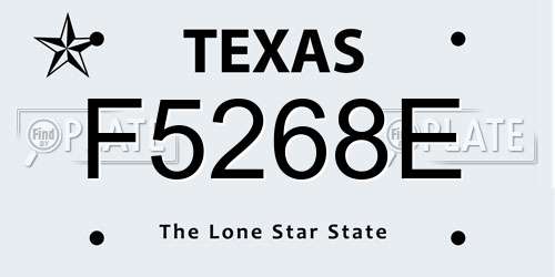 F5268E Texas License Plate