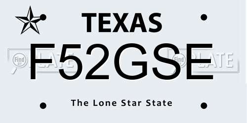 F52GSE Texas License Plate