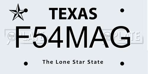F54MAG Texas License Plate