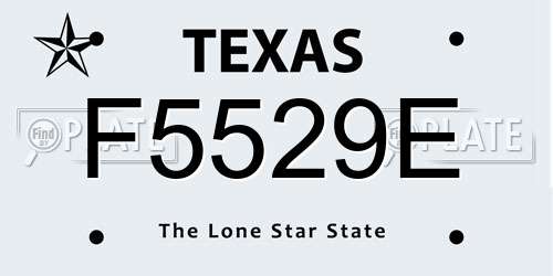 F5529E Texas License Plate