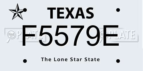 F5579E Texas License Plate