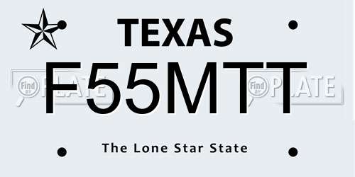 F55MTT Texas License Plate