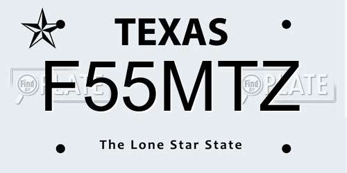 F55MTZ Texas License Plate