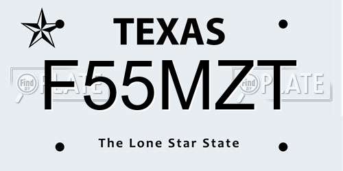 F55MZT Texas License Plate