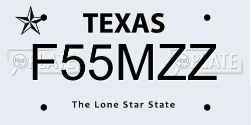 F55MZZ Texas License Plate