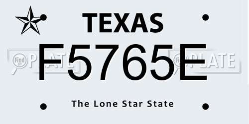 F5765E Texas License Plate