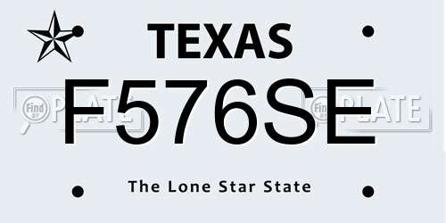 F576SE Texas License Plate