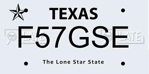 F57GSE Texas License Plate