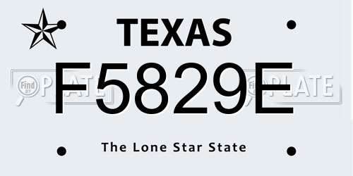 F5829E Texas License Plate