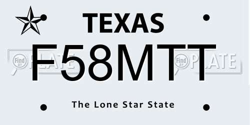 F58MTT Texas License Plate