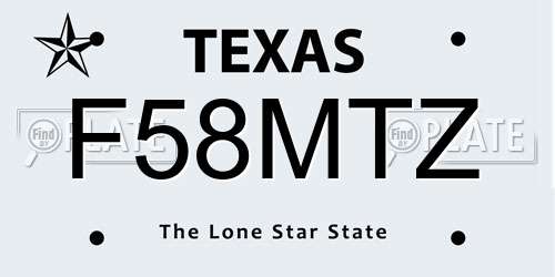 F58MTZ Texas License Plate