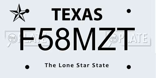 F58MZT Texas License Plate