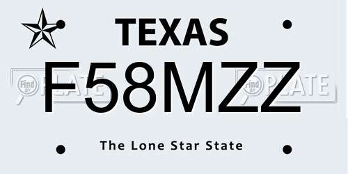 F58MZZ Texas License Plate