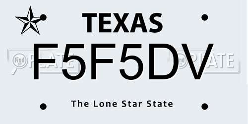 F5F5DV Texas License Plate