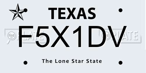 F5X1DV Texas License Plate