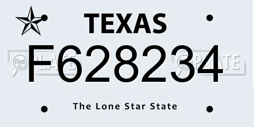 F628234 Texas License Plate