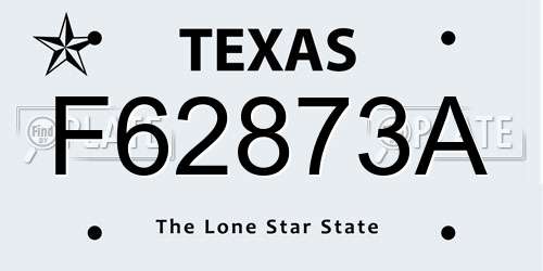 F62873A Texas License Plate