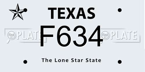 F634 Texas License Plate