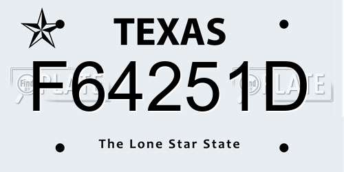 F64251D Texas License Plate