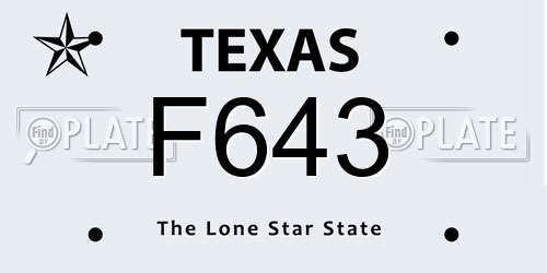 F643 Texas License Plate