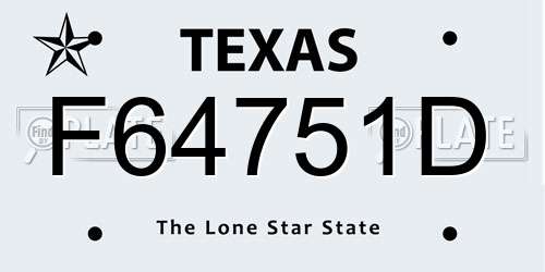 F64751D Texas License Plate