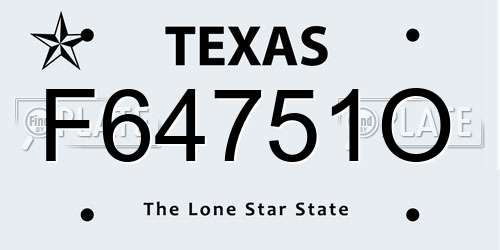 F64751O Texas License Plate