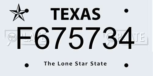 F675734 Texas License Plate