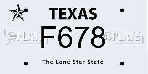 F678 Texas License Plate