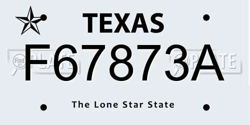 F67873A Texas License Plate