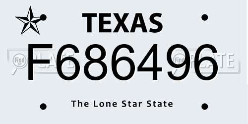 F686496 Texas License Plate