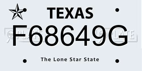 F68649G Texas License Plate