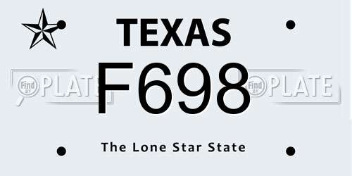 F698 Texas License Plate