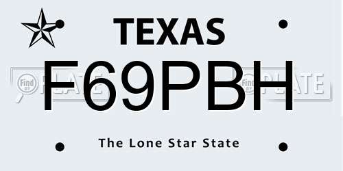 F69PBH Texas License Plate