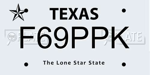 F69PPK Texas License Plate