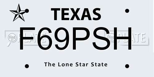 F69PSH Texas License Plate